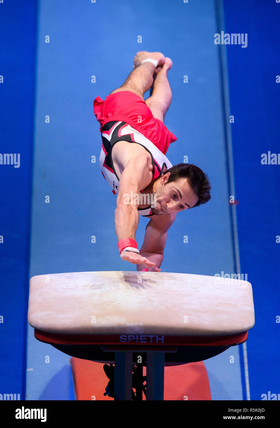 Ludwigsburg, Deutschland. 01st Dec, 2018. Artur Davtyan (KTV Upper Lahn) at the jump. GES/Gymnastics/1st Bundesliga: DTL Final, 01.12.2018 - | usage worldwide Credit: dpa/Alamy Live News Stock Photo