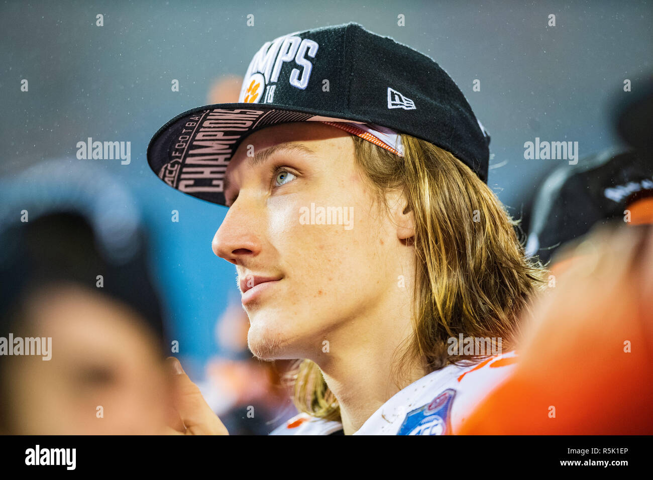Clemson Tigers quarterback Trevor Lawrence (16) during the ACC College Football Championship game between Pitt and Clemson on Saturday December 1, 2018 at Bank of America Stadium in Charlotte, NC. Jacob Kupferman/CSM Stock Photo