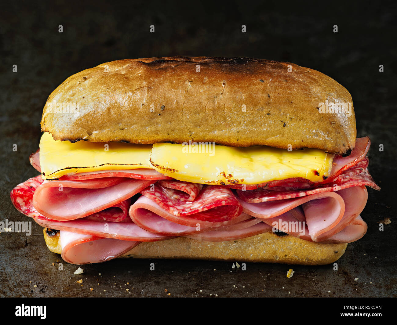 rustic deli cold cuts sandwich Stock Photo Alamy