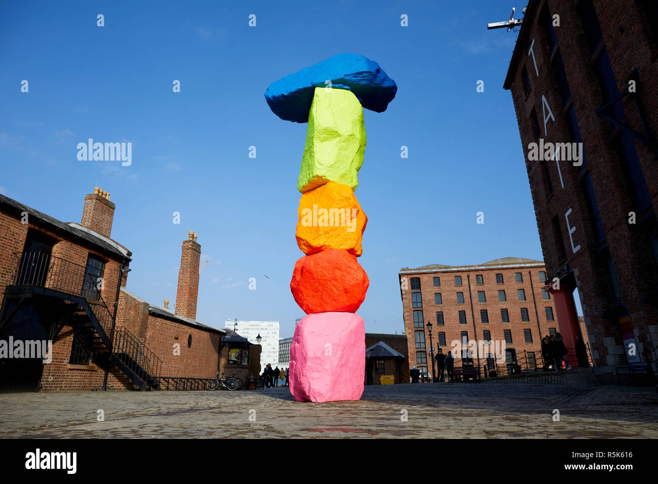 Liverpool Mountain public art on Liverpools waterfront by artist Ugo Rondinone Stock Photo