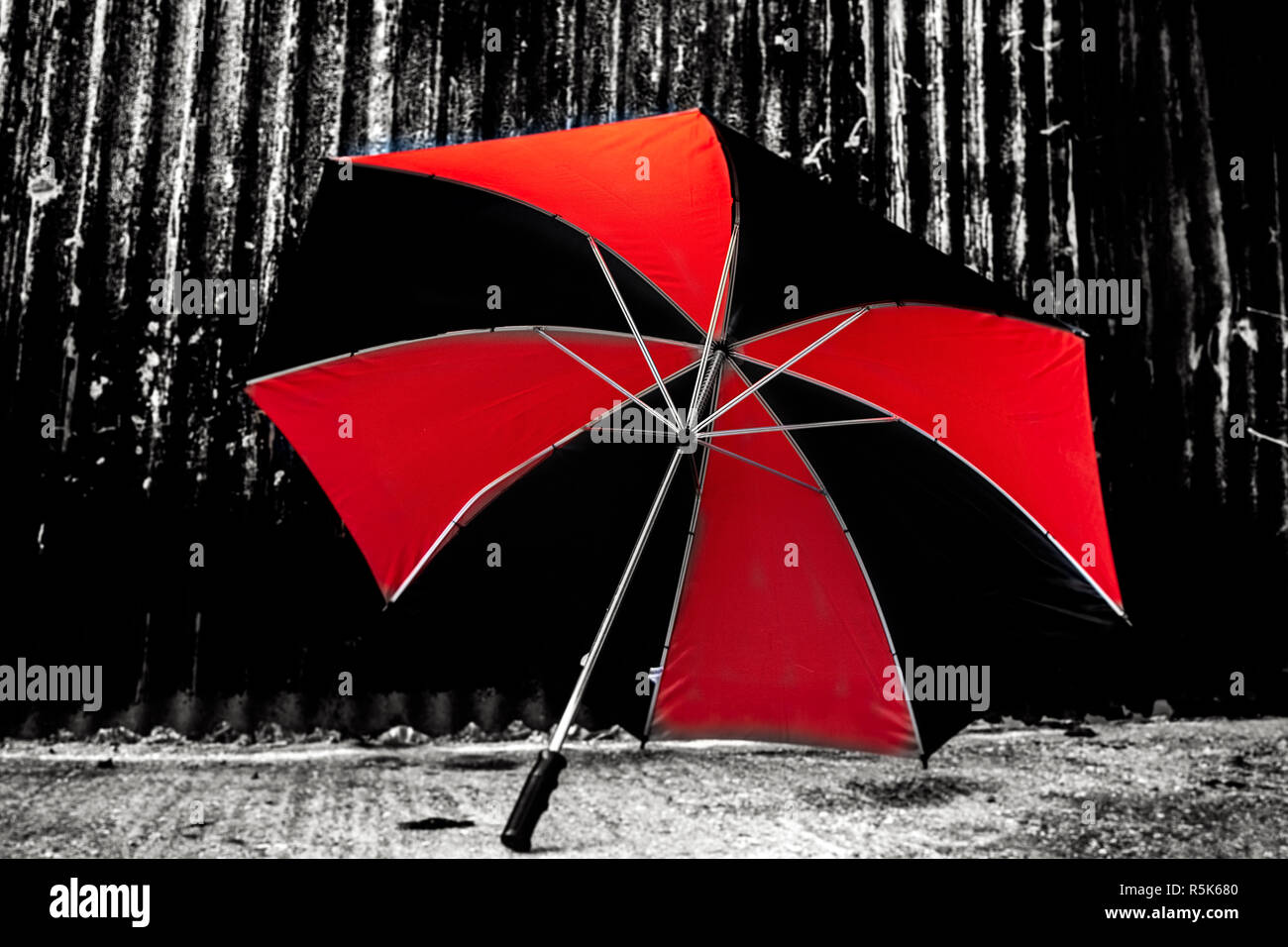 Black umbrella with on sale red inside
