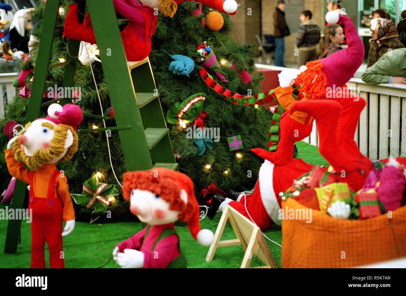 Christmas display of Santa's elves at the Clyde Shopping Centre