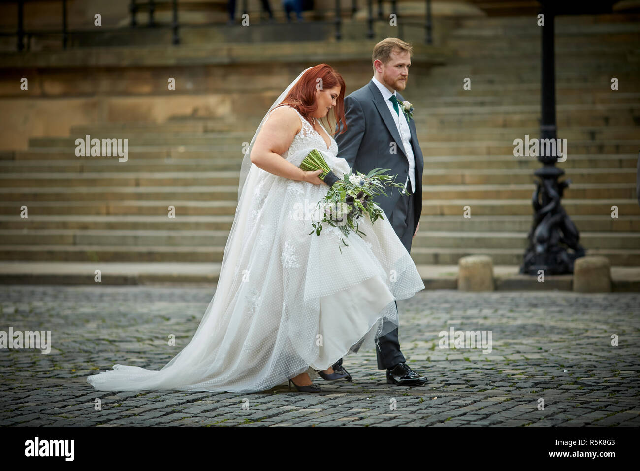 Liverpool city centre a wedding couple Stock Photo