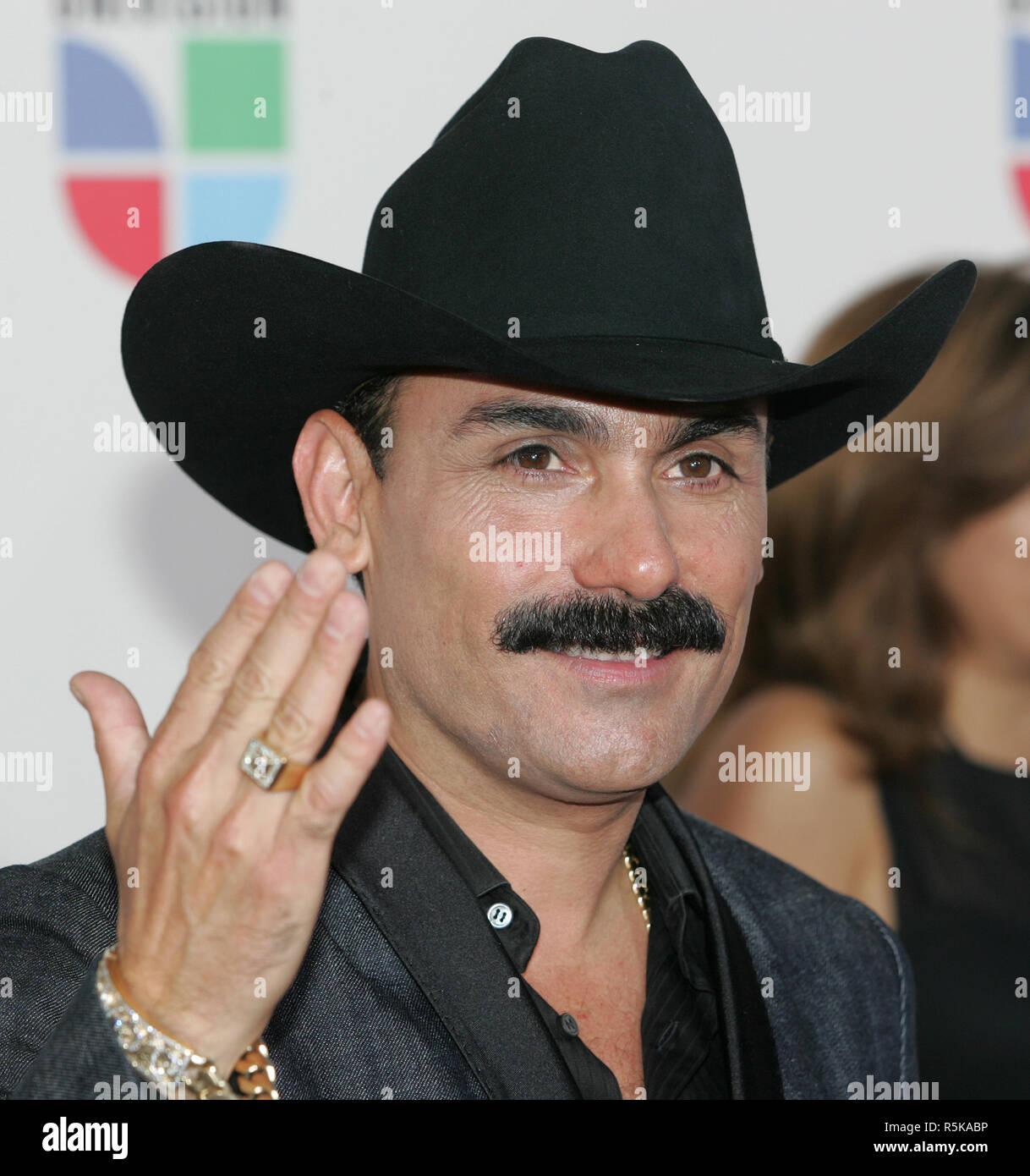 El Chapo de Sinaloa arrives for the 2009 Premio Lo Nuestro award show at the BankUnited Center in Coral Gables, Florida  on March  26, 2009. Stock Photo