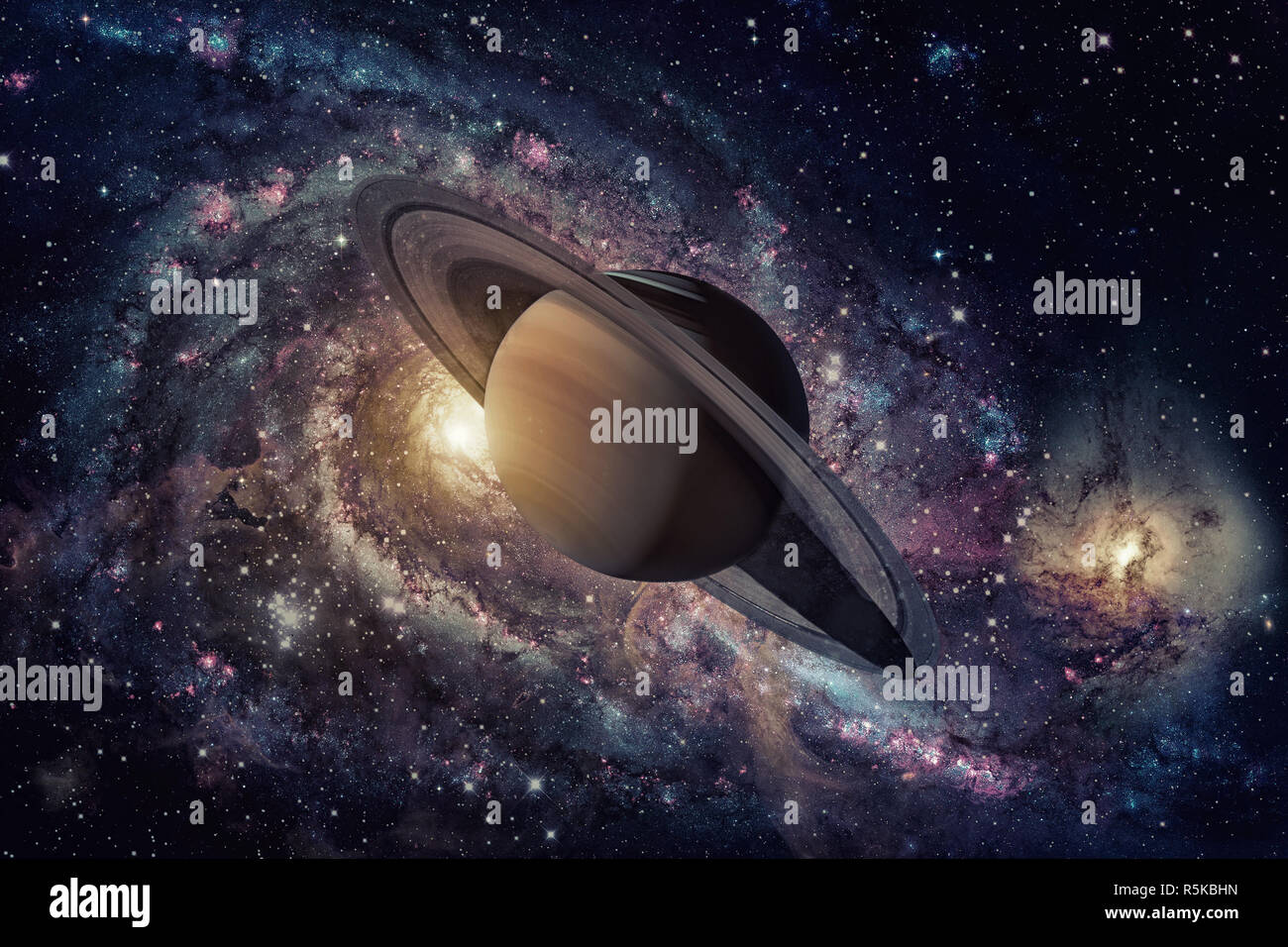 Solar System - Saturn. It is the sixth planet from the Sun Stock Photo ...
