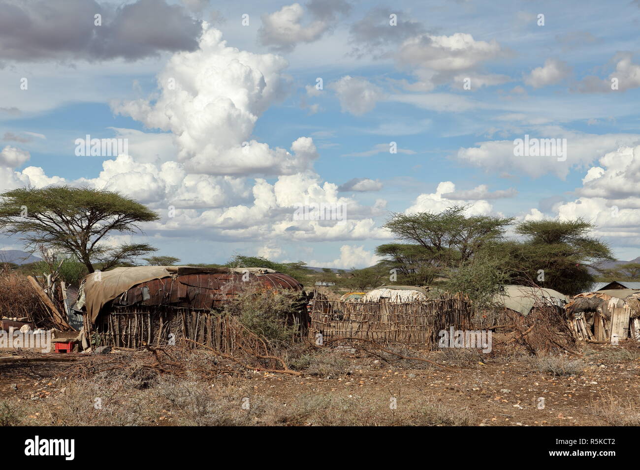 huts and villages of the samburu in africa Stock Photo