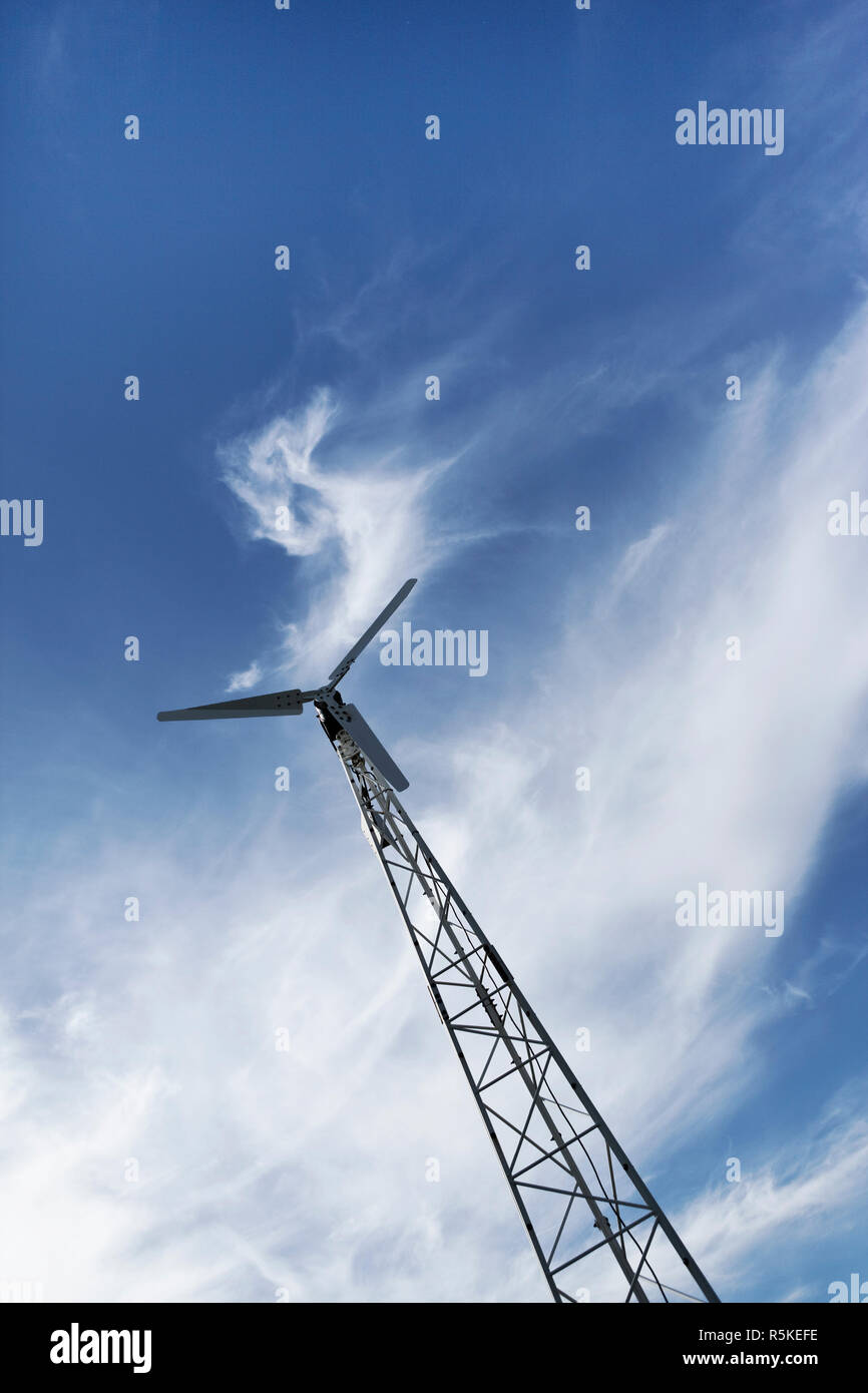 Wind turbine and blue sky Stock Photo - Alamy