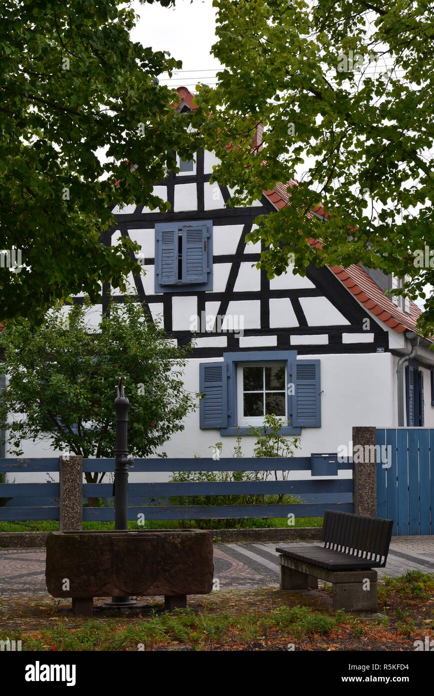 half-timbered house in neureut,baden Stock Photo