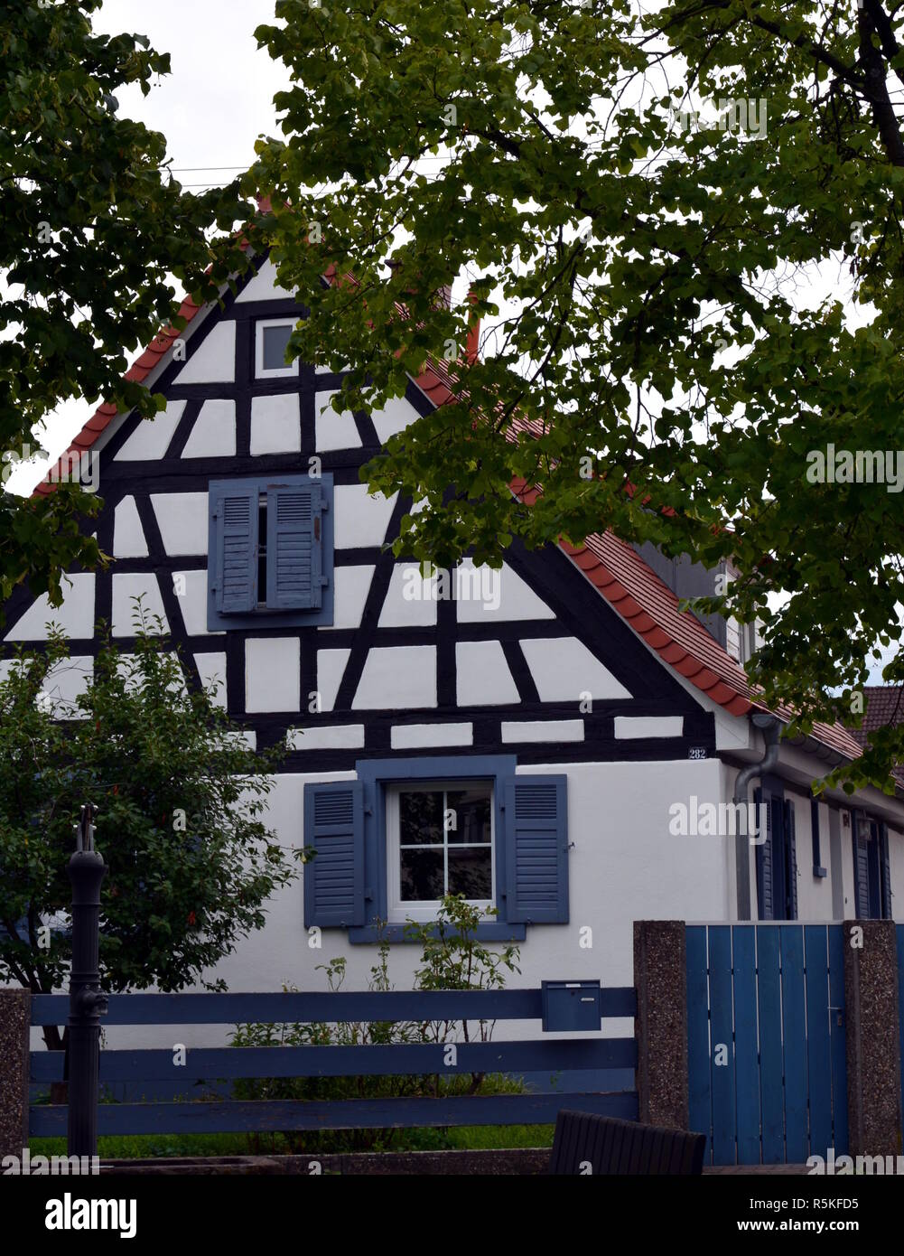 half-timbered house in neureut,baden Stock Photo