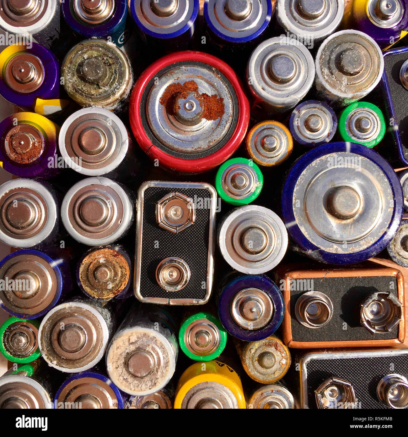 old and used batteries Stock Photo Alamy