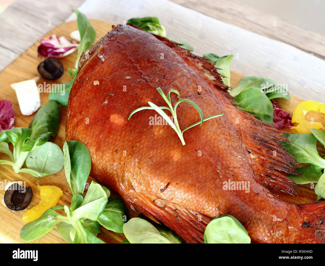 Smoked sea bass Stock Photo Alamy