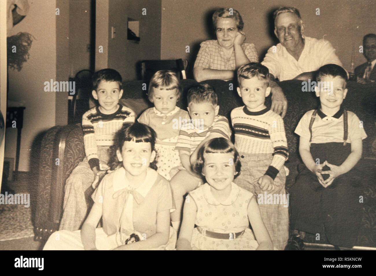 Proud Grandparents with their Grandchildren, 1958, USA Stock Photo