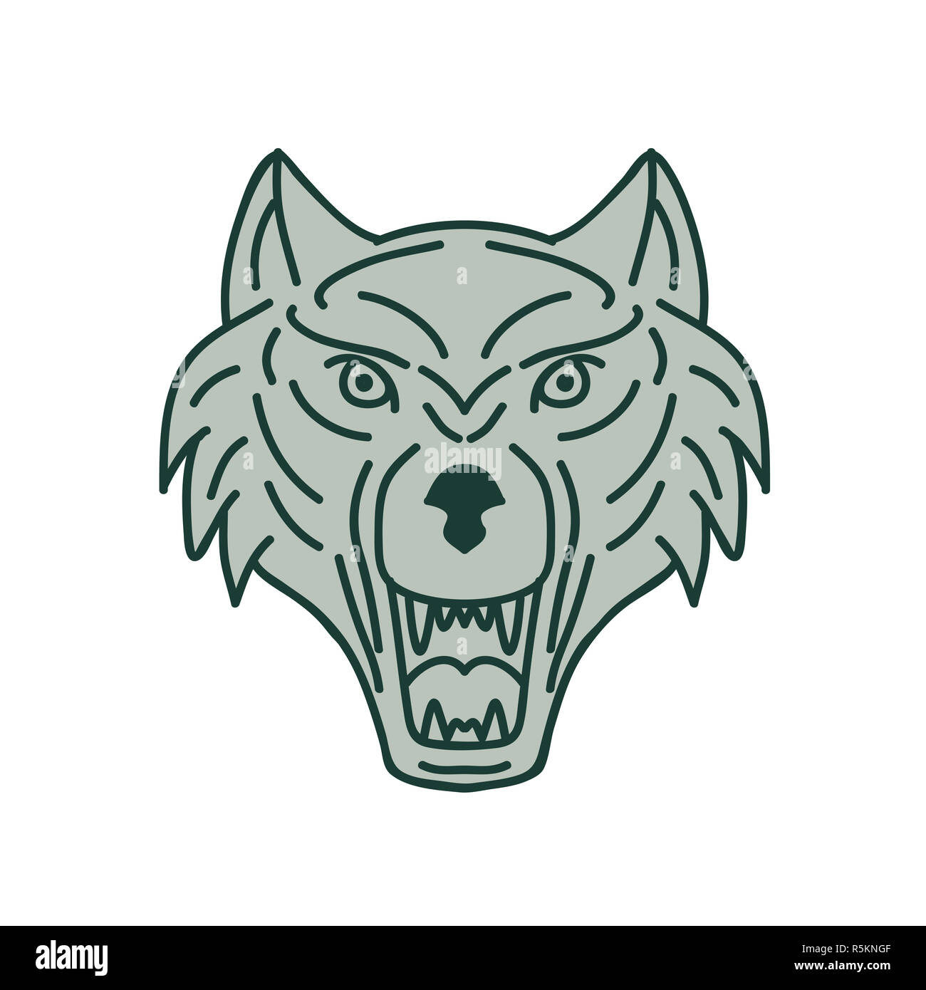 Gray Wolf Head Mono Line Stock Photo