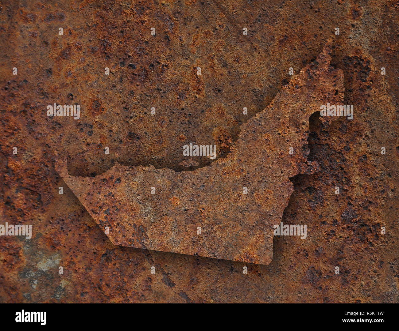 map of the united arab emirates on rusty metal Stock Photo