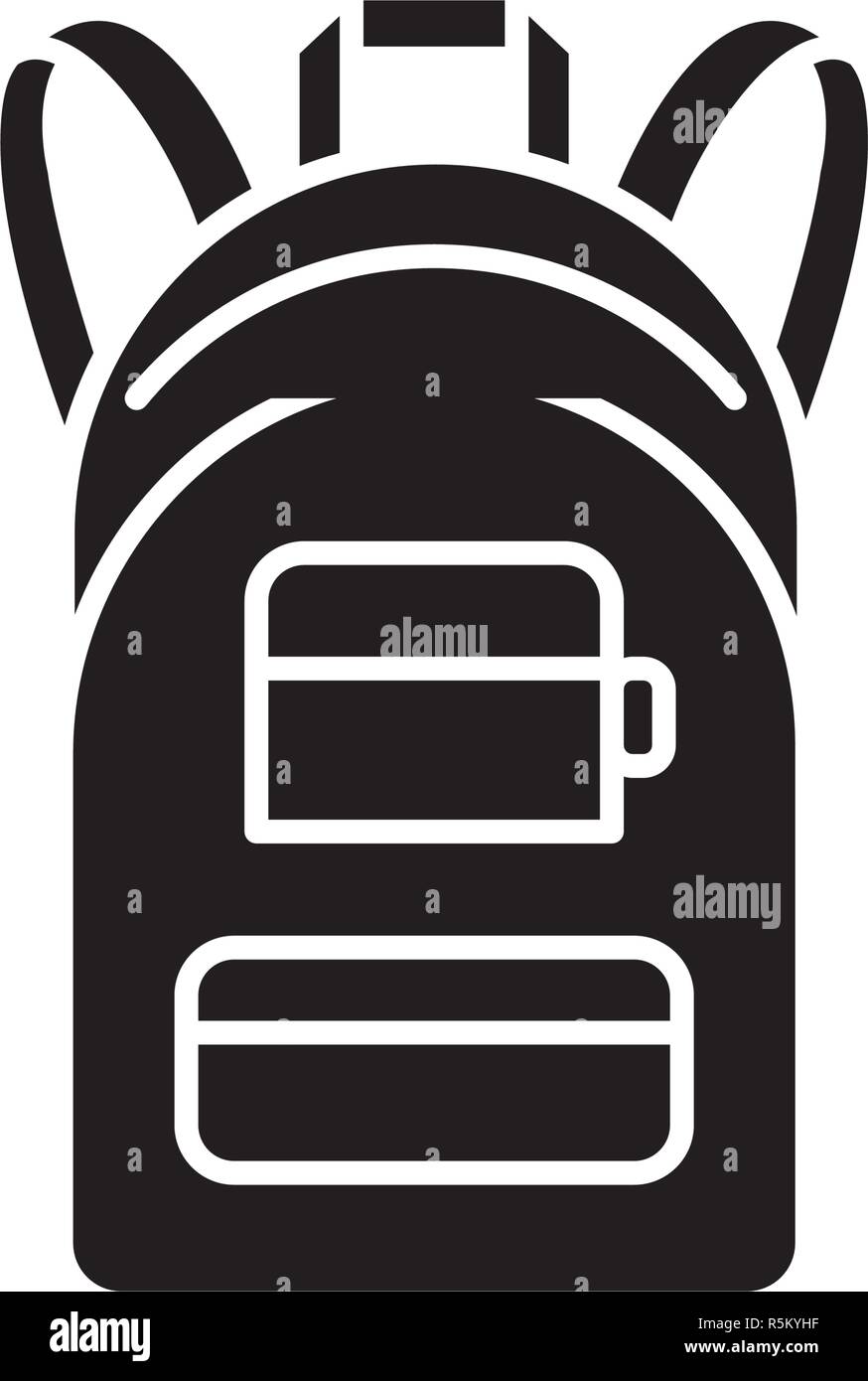 Rucksack black icon, vector sign on isolated background. Rucksack ...