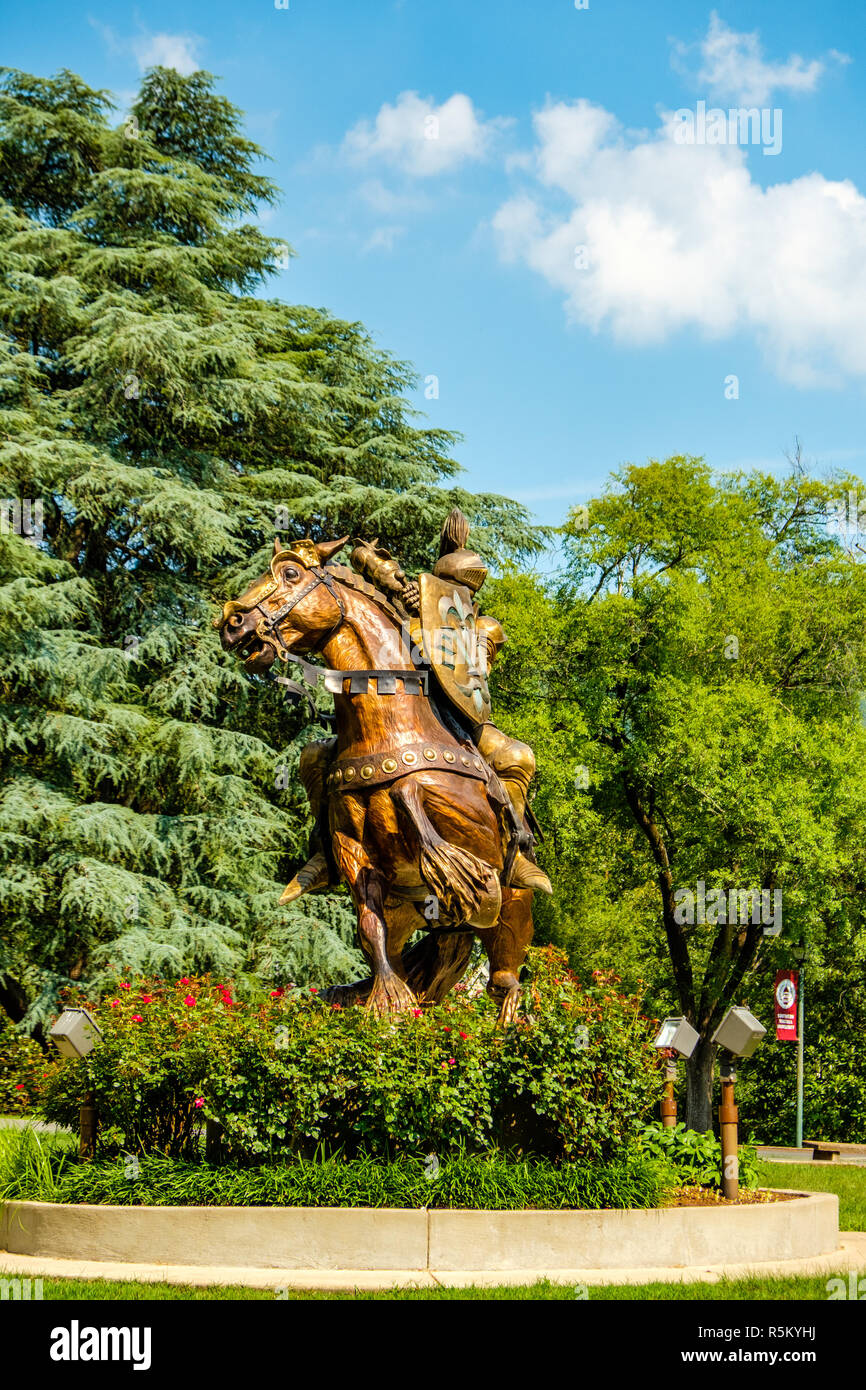 Staue of school mascot The Knight, Southern Seminary Building, Main Hall of Southern Virginia University, Buena Vista, Virginia Stock Photo