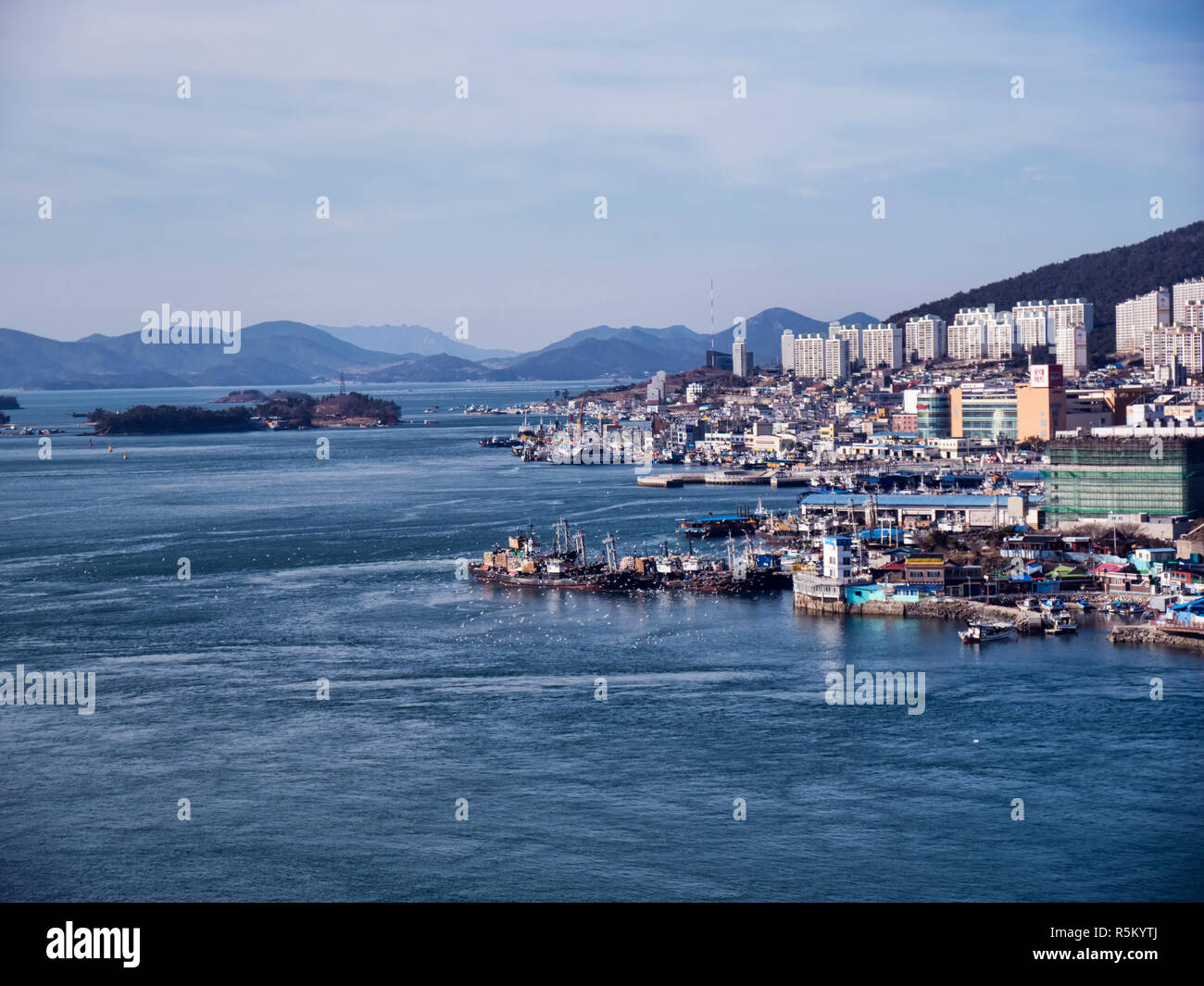 Port of Yeosu city. South Korea Stock Photo