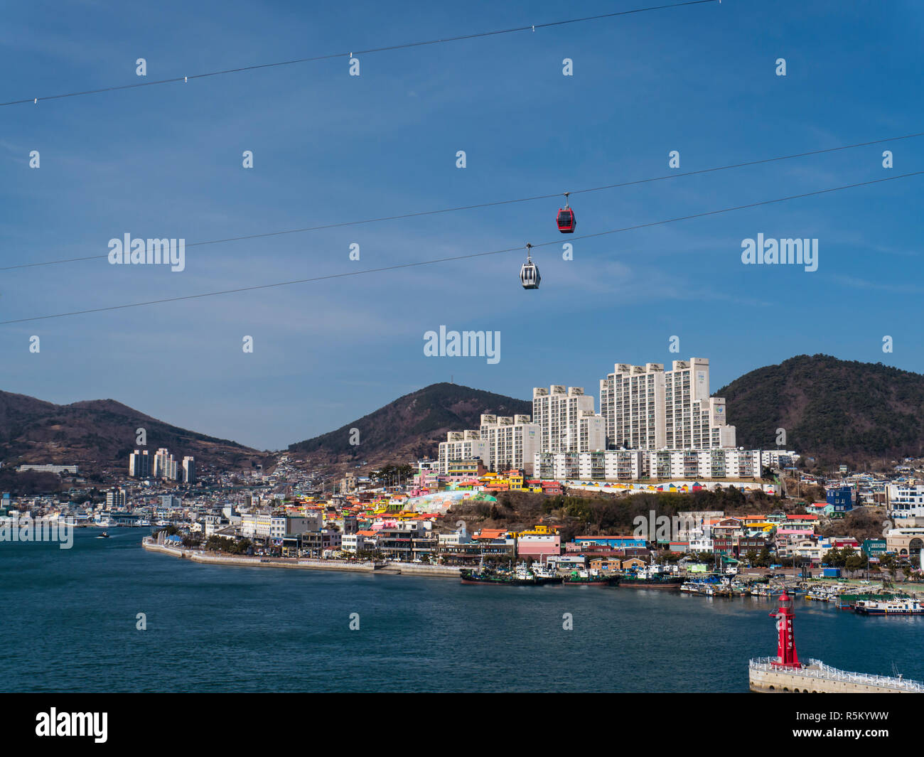 Cable car under the bay of Yeosu city. South Korea Stock Photo Alamy