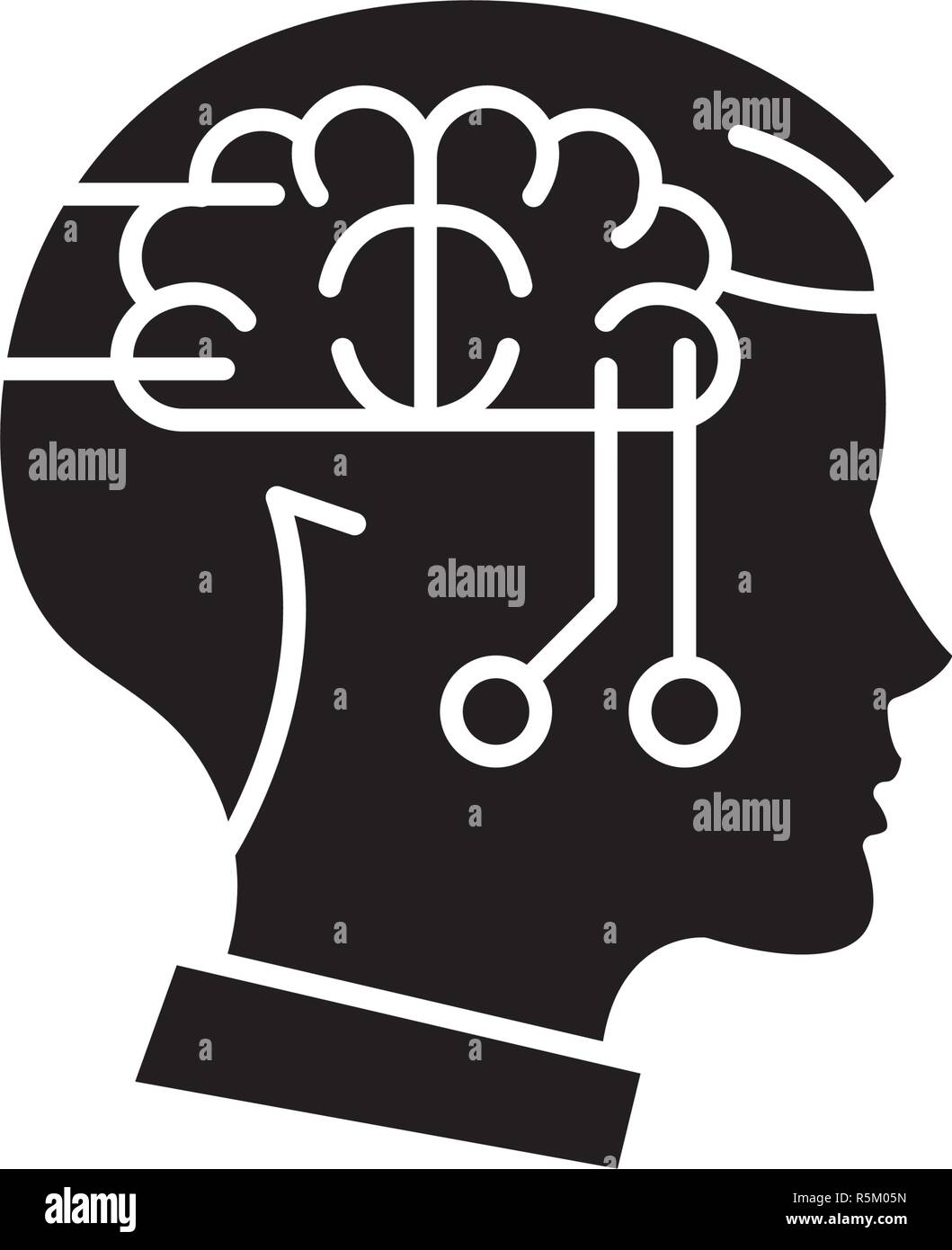 Computer thinking black icon, vector sign on isolated background ...