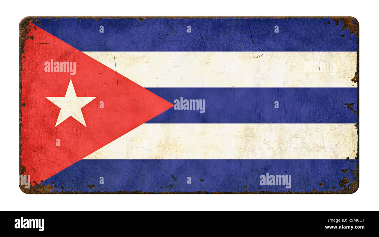 old rusted sheet metal shield - cuba flag Stock Photo