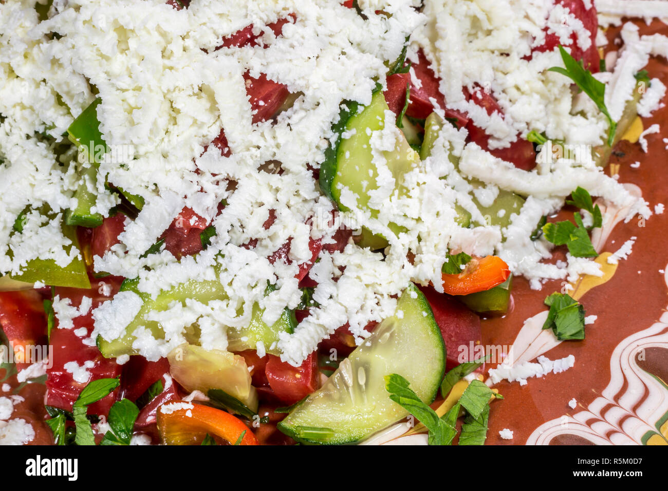 Macro shot of a traditional bulgarian salad called Shopska Stock Photo Alamy