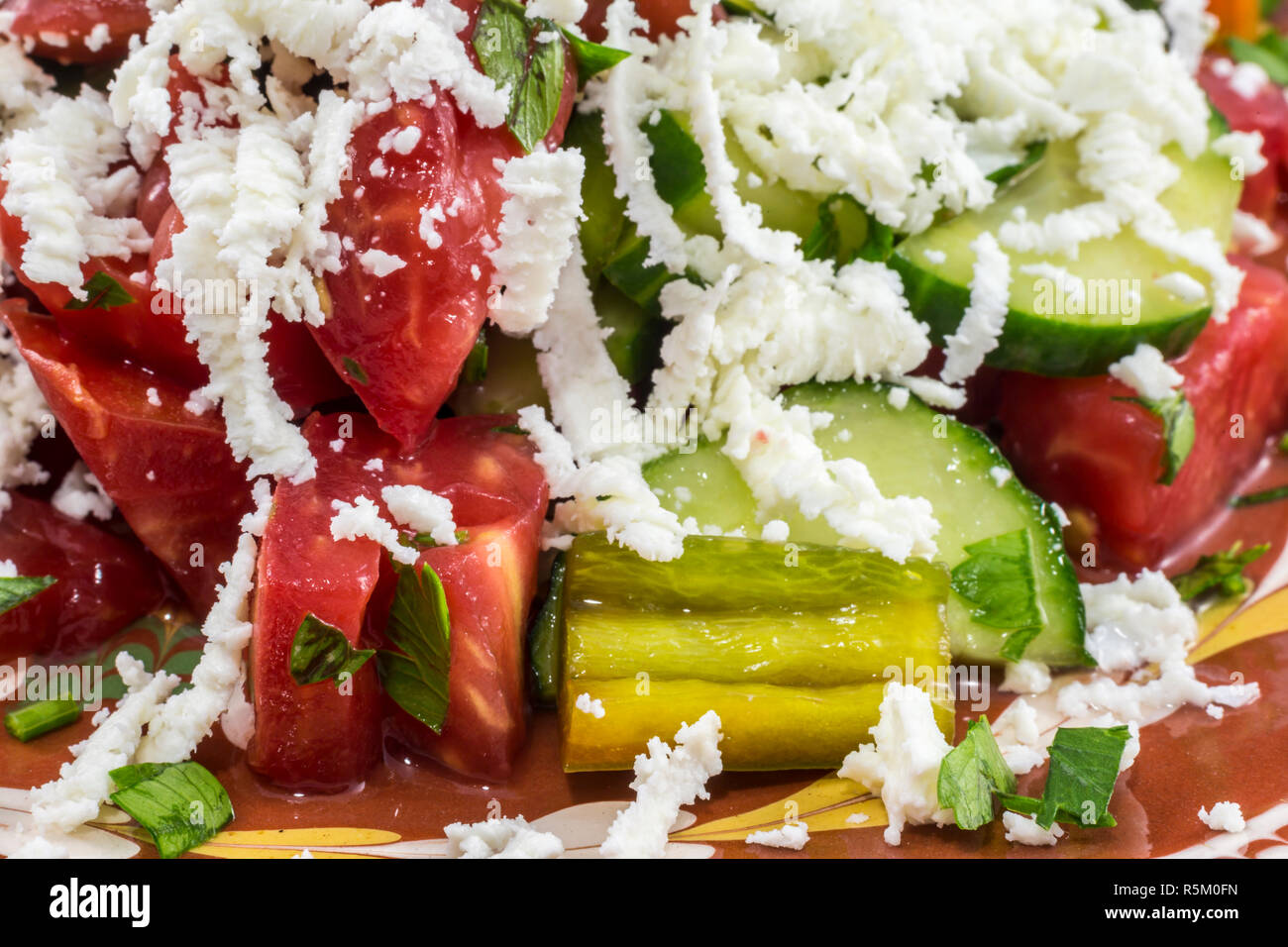 Macro shot of a traditional bulgarian salad called Shopska Stock Photo Alamy