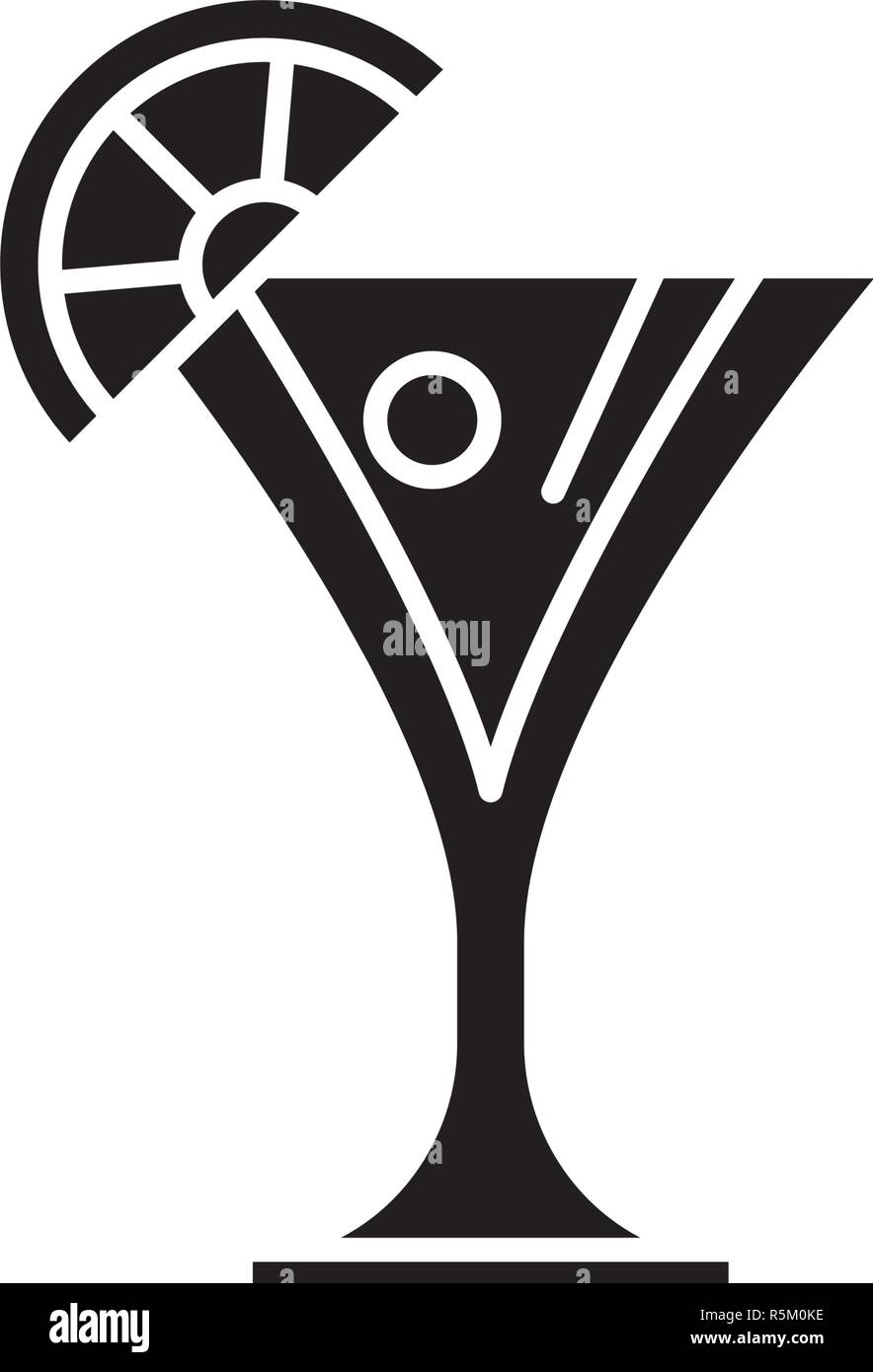 Martini black icon, vector sign on isolated background. Martini concept