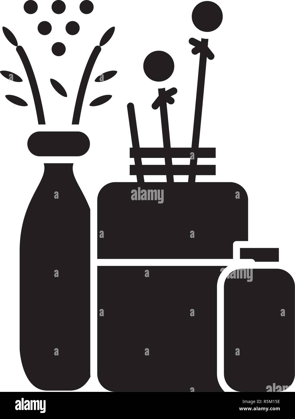 Flowers in the interior black icon, vector sign on isolated background ...
