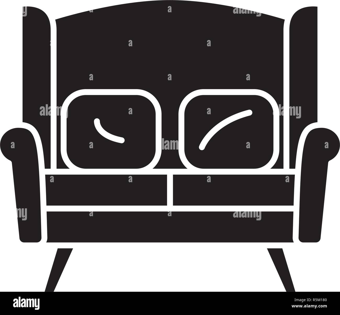Sofa for two black icon, vector sign on isolated background. Sofa for two concept symbol, illustration  Stock Vector