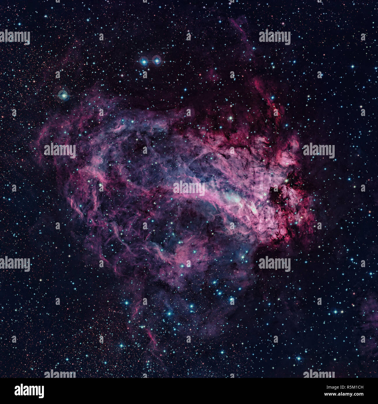 The Omega Nebula - Swan Nebula in the constellation Sagittarius. Stock Photo