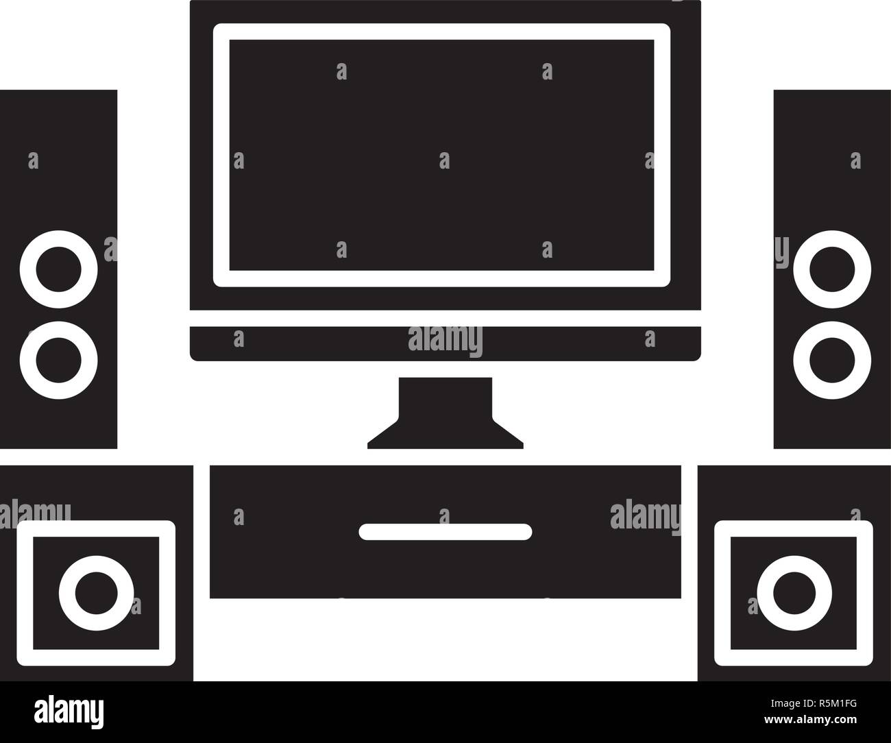 Home cinema black icon, vector sign on isolated background. Home cinema ...