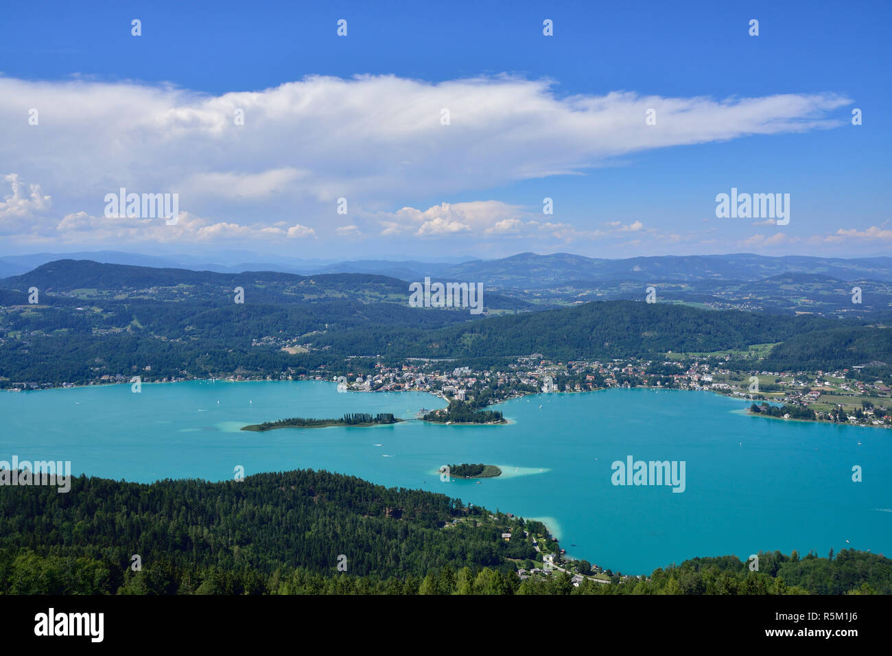 view to the wÃ¶rthersee in carinthia Stock Photo