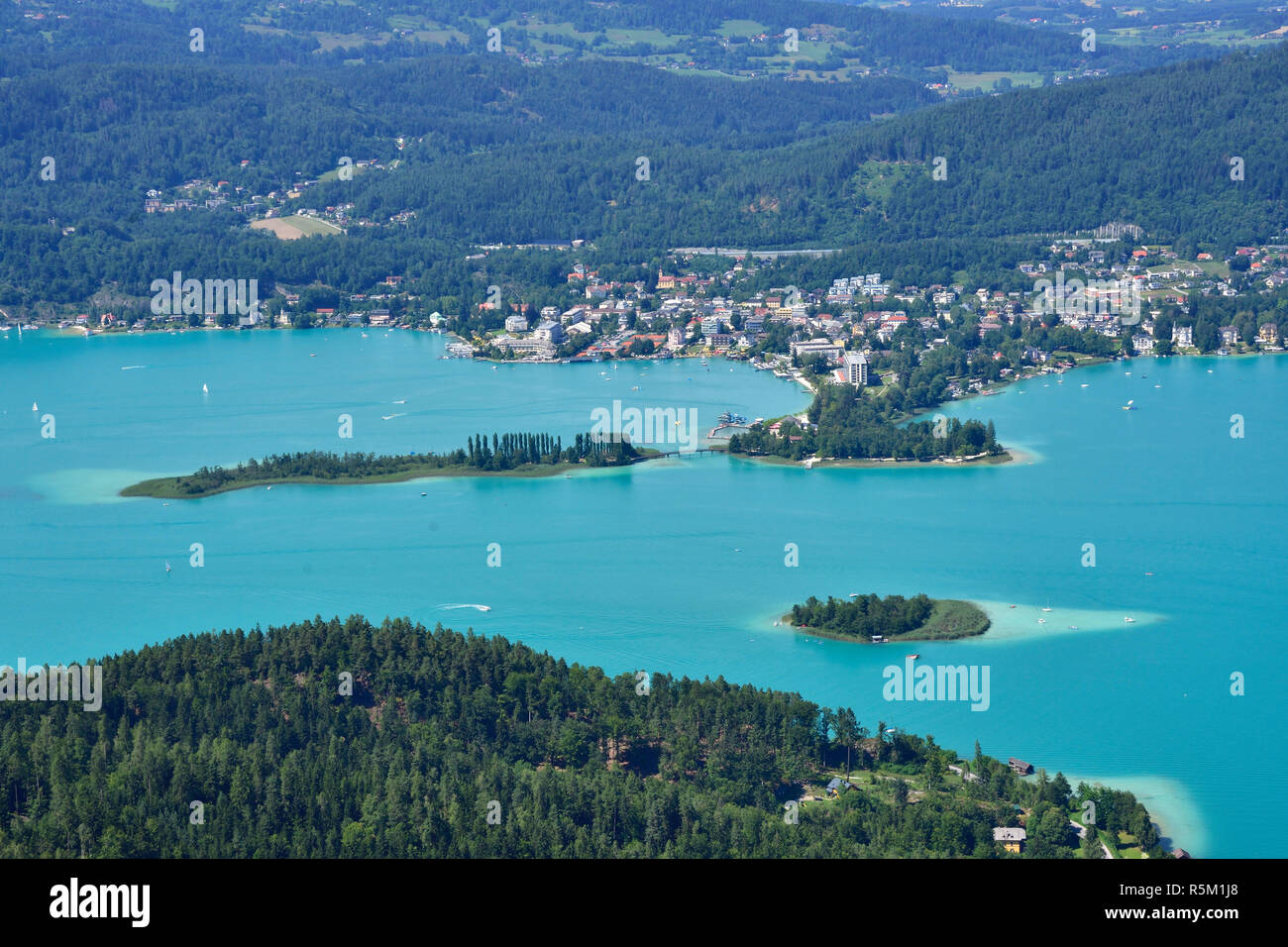 view to the wÃ¶rthersee in carinthia Stock Photo