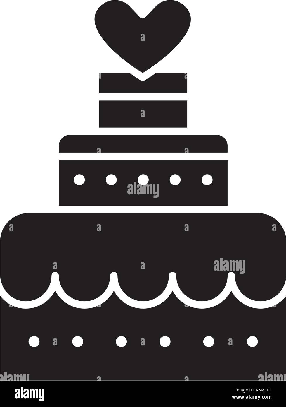 Wedding cake black icon, vector sign on isolated background. Wedding cake concept symbol, illustration  Stock Vector