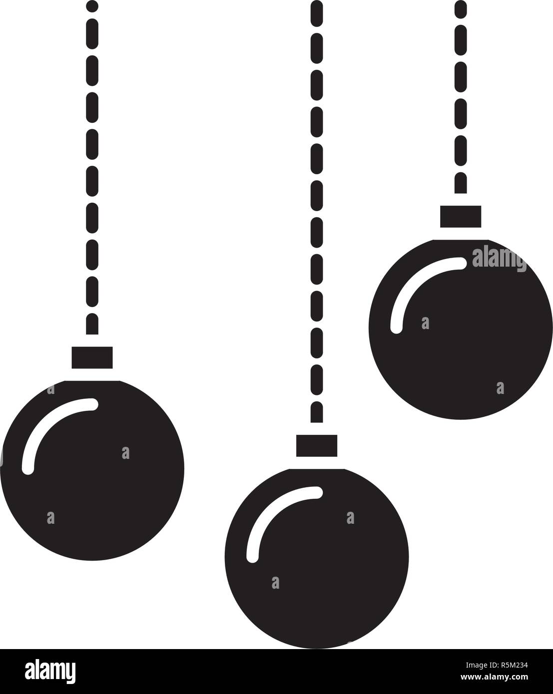 Christmas balls black icon, vector sign on isolated background ...
