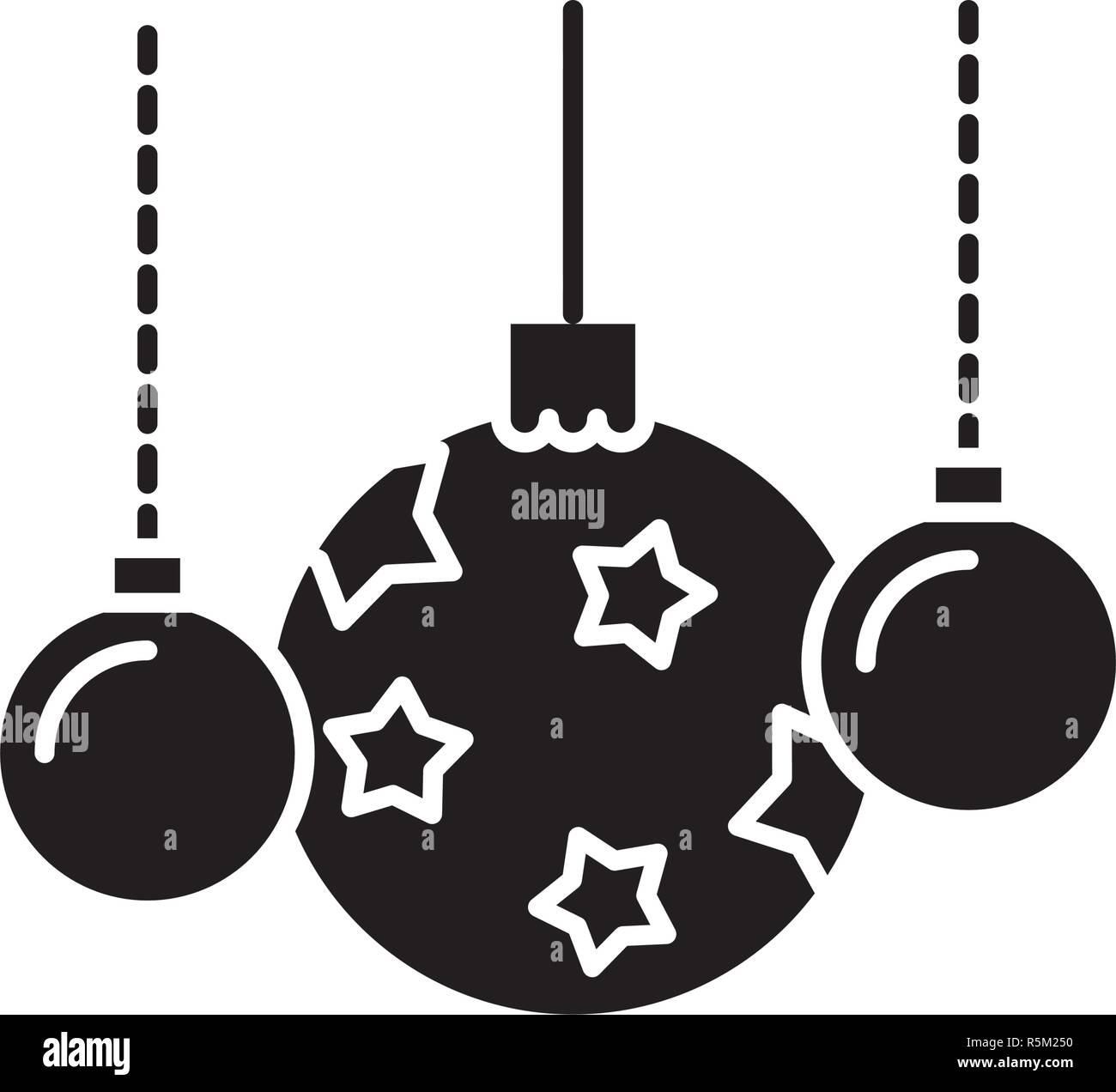 Beautiful christmas balls black icon, vector sign on isolated ...