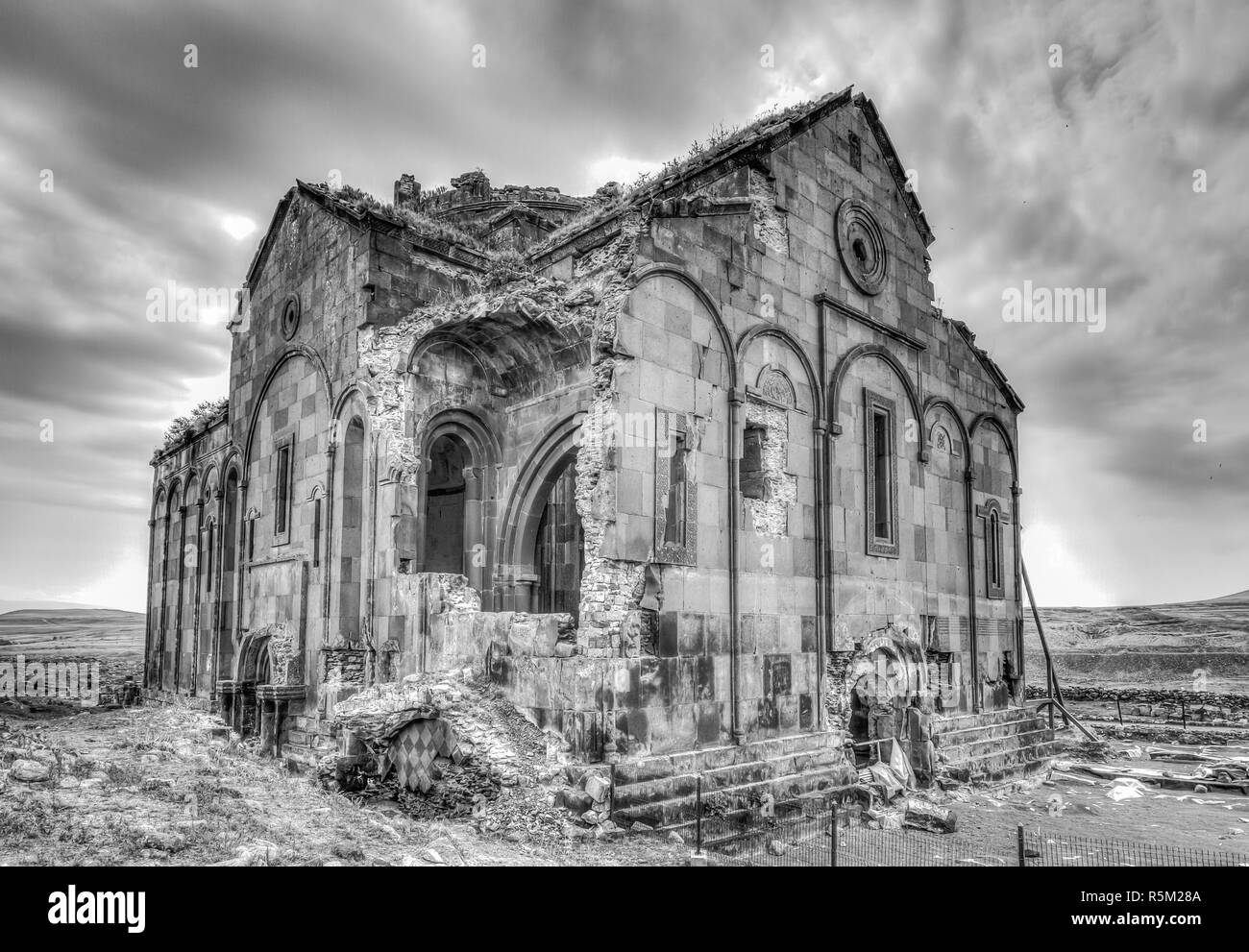 the ruins of the cathedral of ani,former capital of armenia,eastern anatolia. Stock Photo