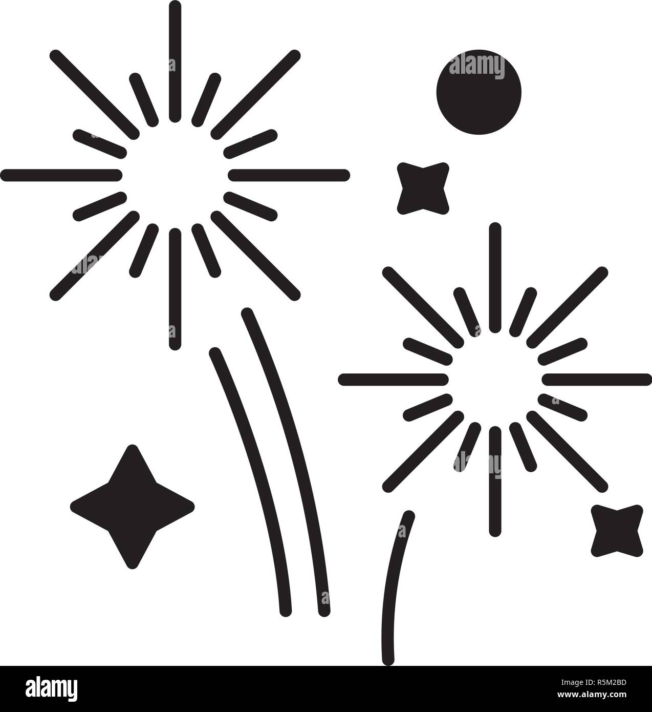 Fireworks holidays black icon, vector sign on isolated background ...