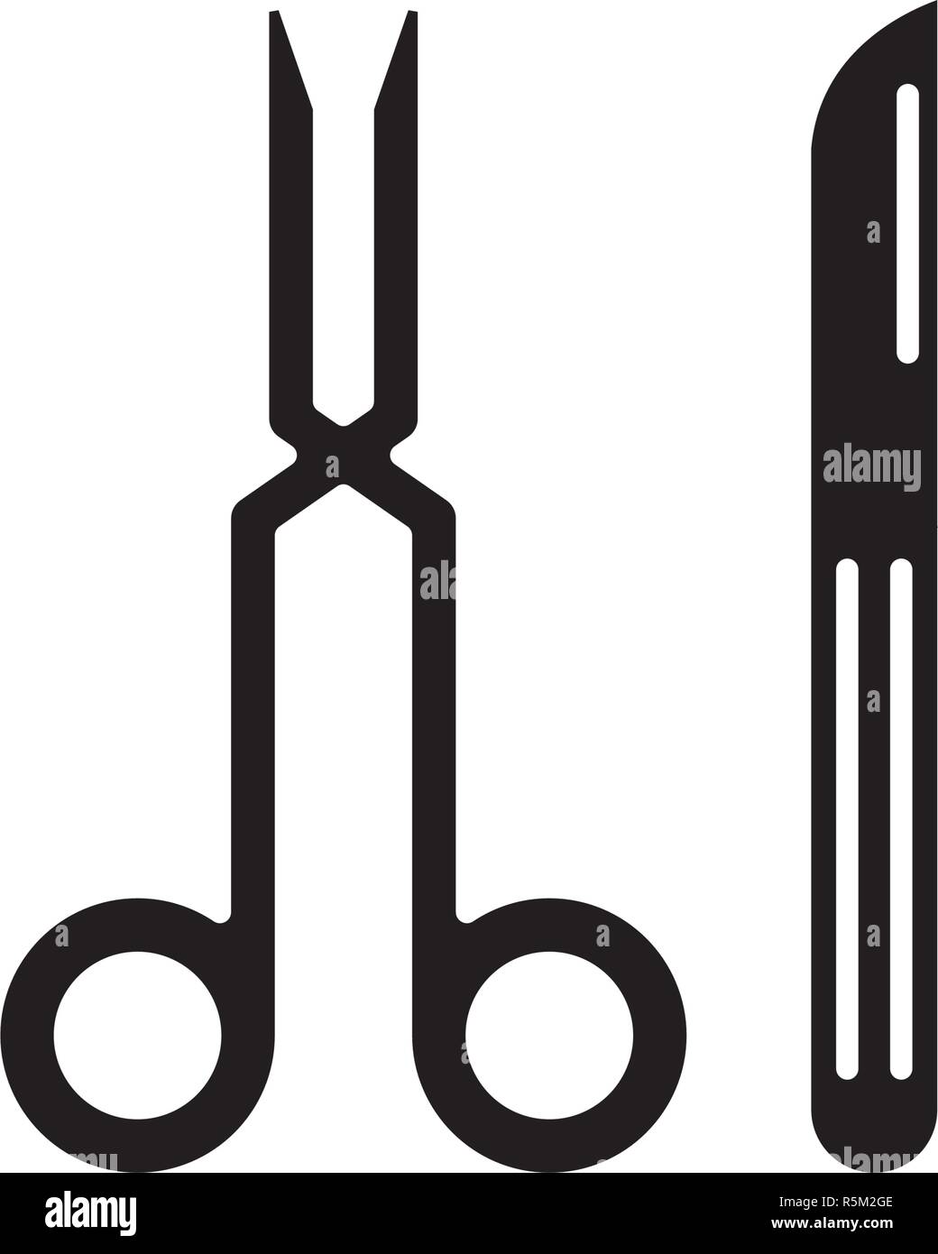 Surgeon's tools black icon, vector sign on isolated background. Surgeon ...