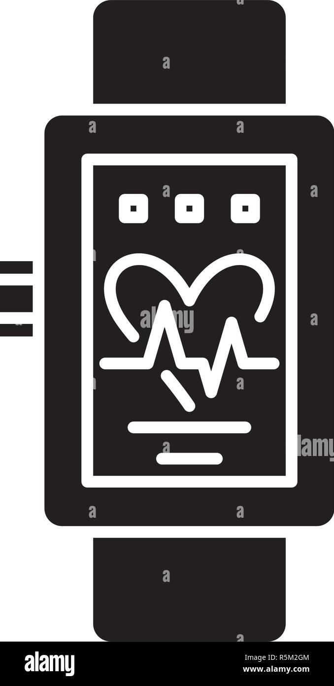 Smart watches black icon, vector sign on isolated background. Smart