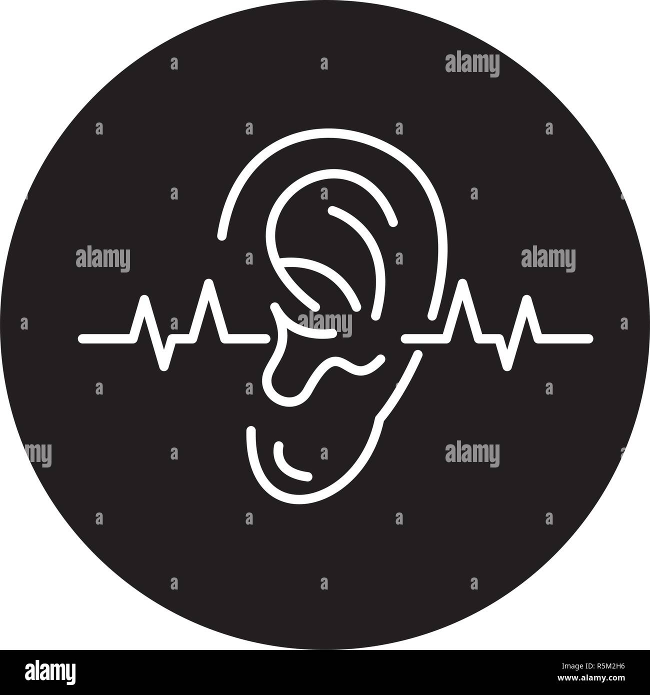 Hearing test black icon, vector sign on isolated background. Hearing