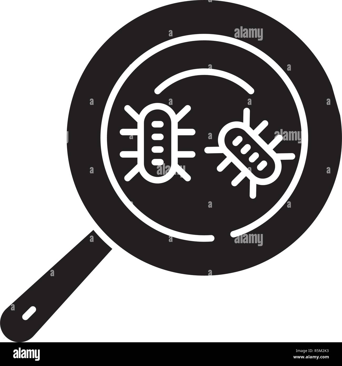 Microbial analysis black icon, vector sign on isolated background. Microbial analysis concept symbol, illustration  Stock Vector