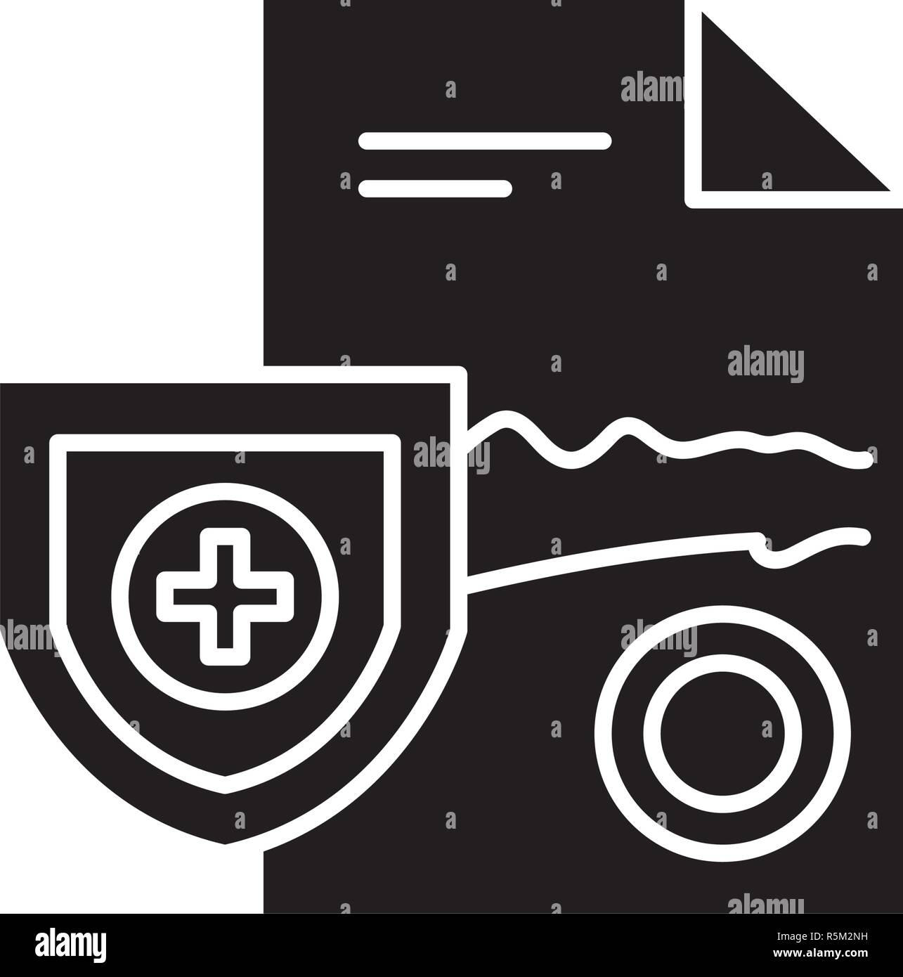 Medical report black icon, vector sign on isolated background. Medical