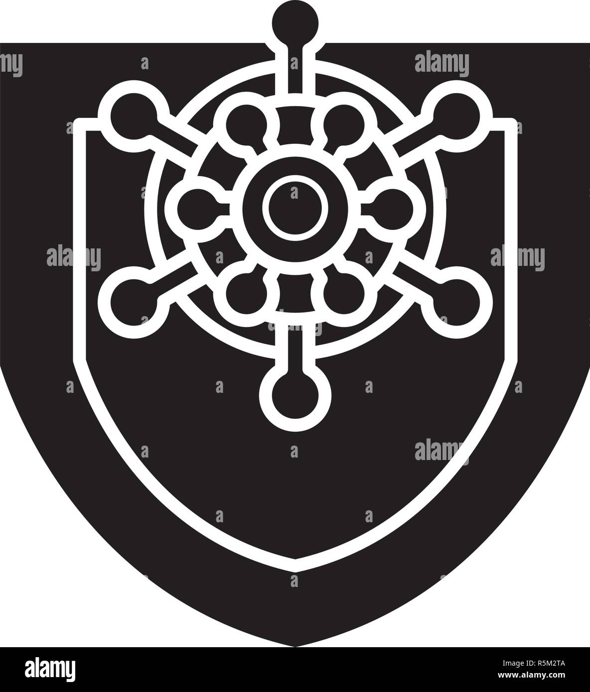 Virus protection black icon, vector sign on isolated background. Virus protection concept symbol, illustration  Stock Vector