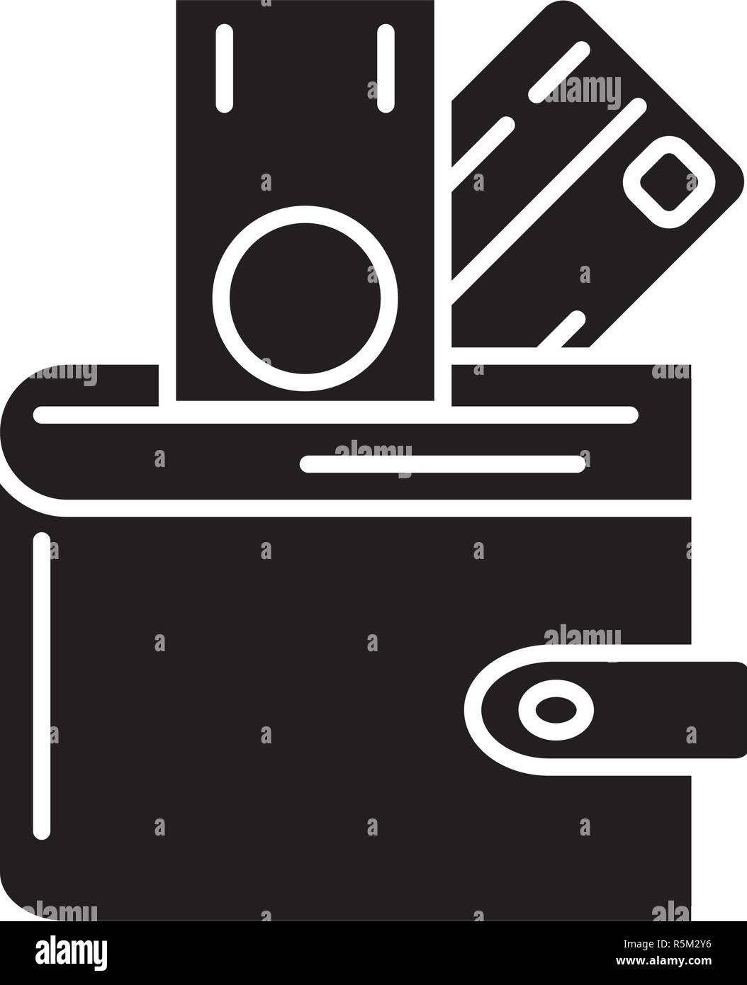 Wallet with money black icon, vector sign on isolated background ...
