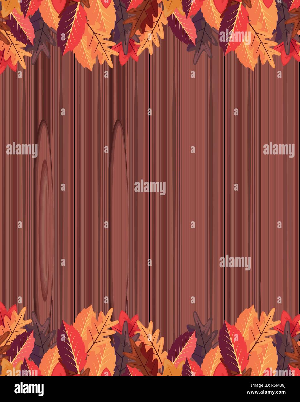 autumn leaves foliage on wooden background vector illustration vector ...