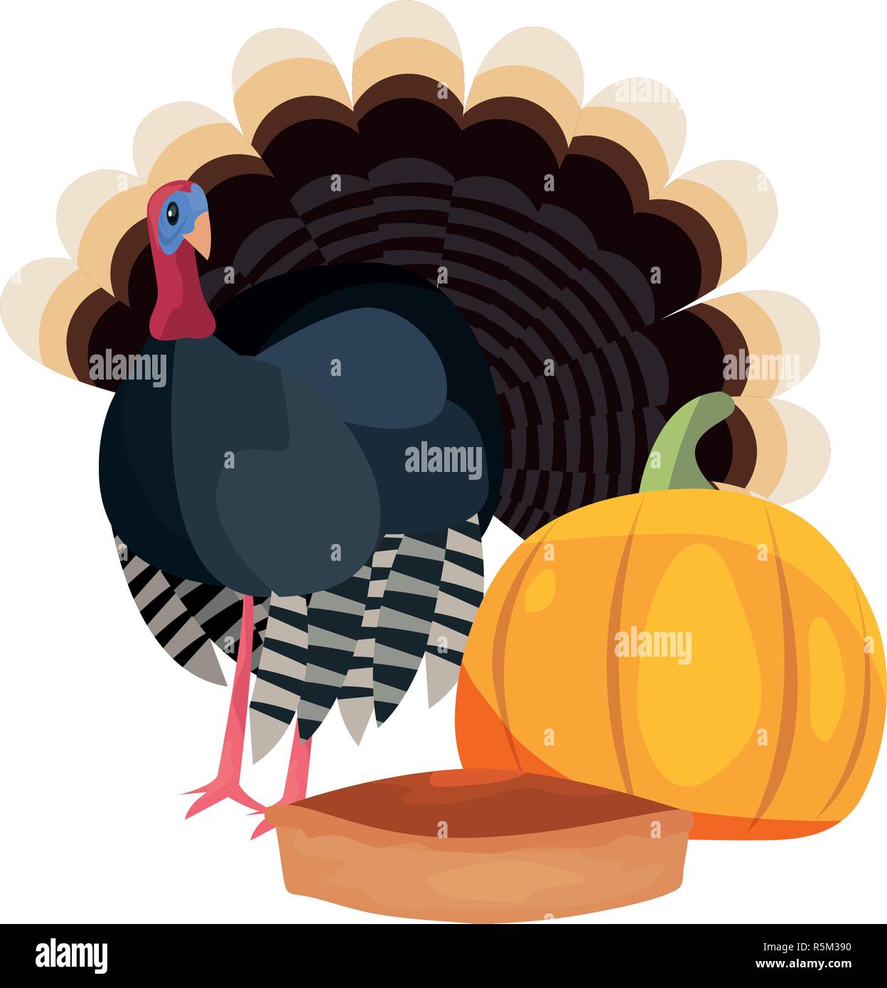 thanksgiving turkey and pumpkin cake vector illustration vector ...