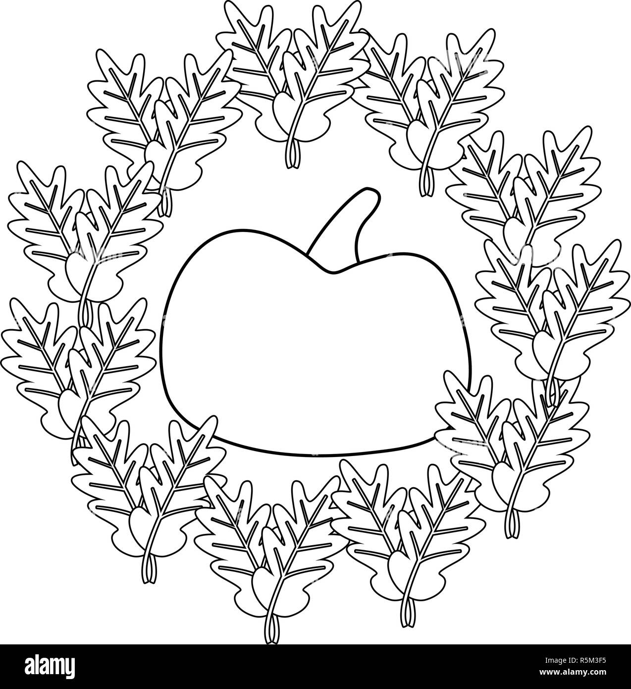 fresh pumpkin leaves frame label on white background vector ...