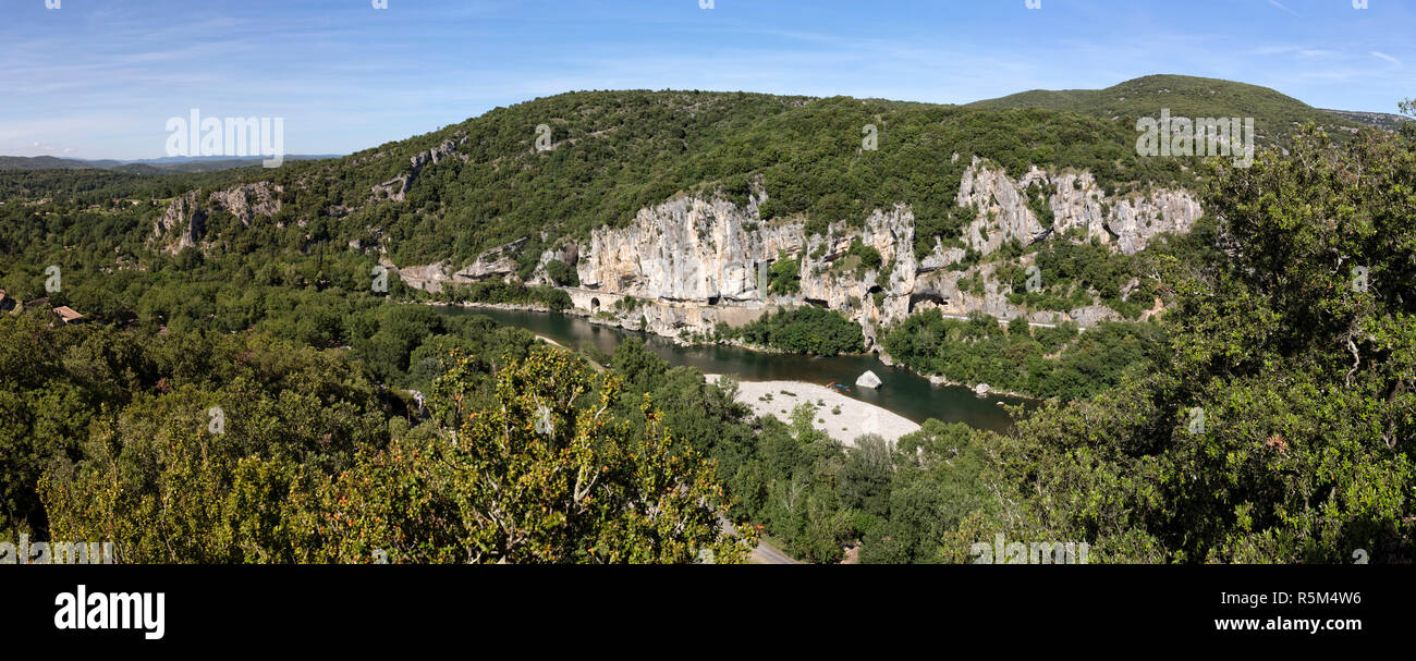 typical landscape in the ardeche,southern france (real panorama) Stock Photo