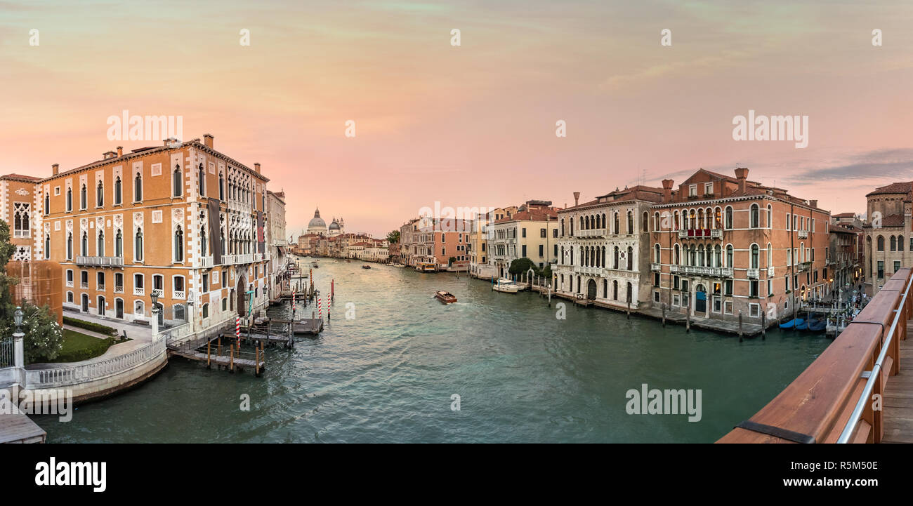 View of the Grand canal and the Basilica Santa Maria della Salute, Venice, Italy. Stock Photo